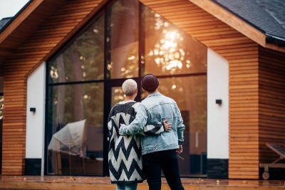 couple looking at house