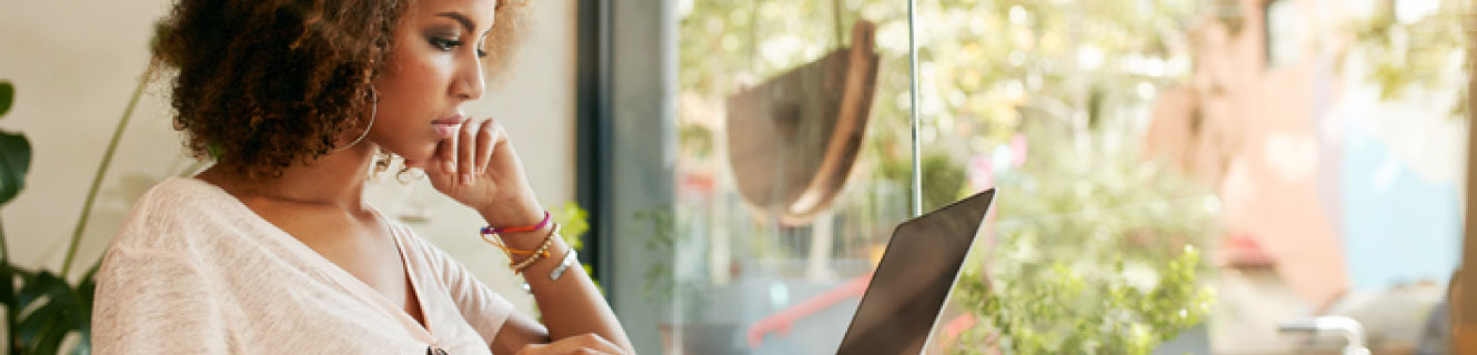 woman using computer