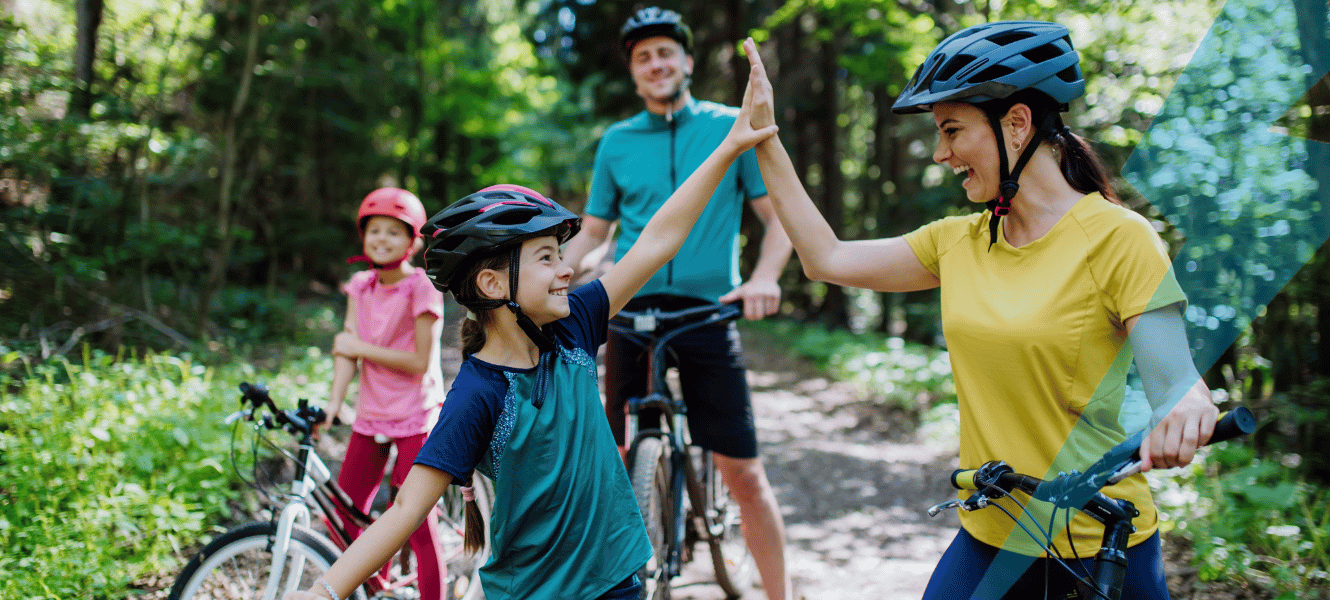 family biking