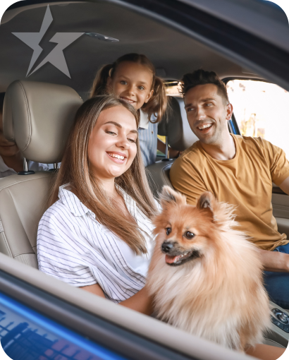 family in car