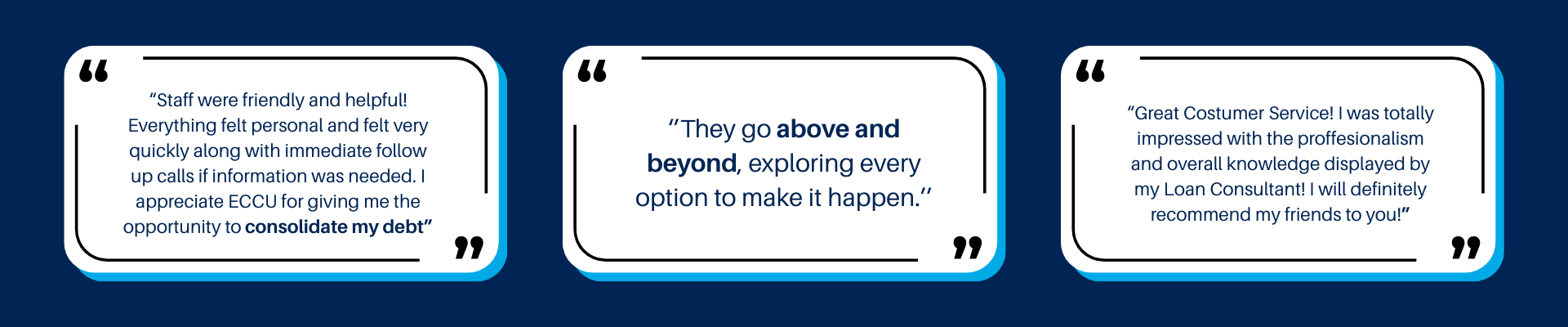 ECCU Member Reviews Saying that is the Best Service