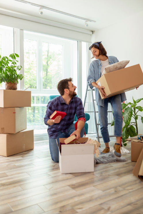 Couple moving together happy, home loan