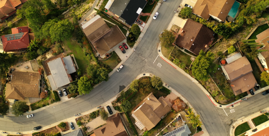 overhead image of town