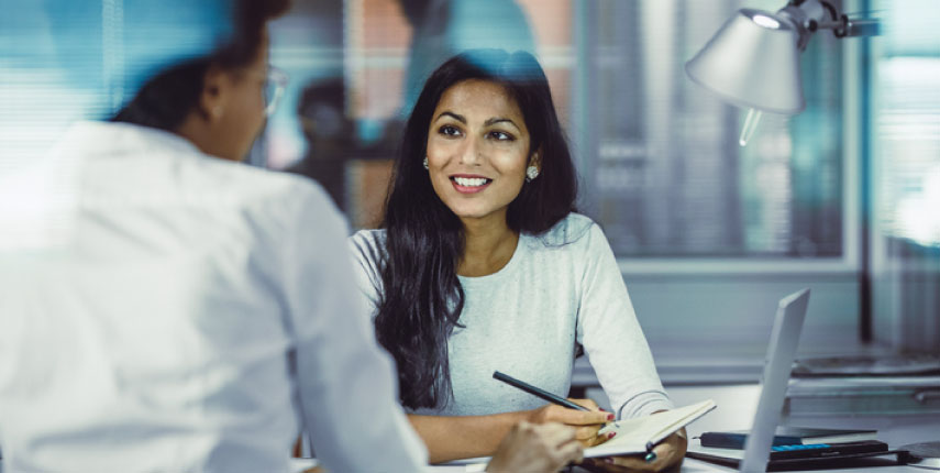 two people having a meeting