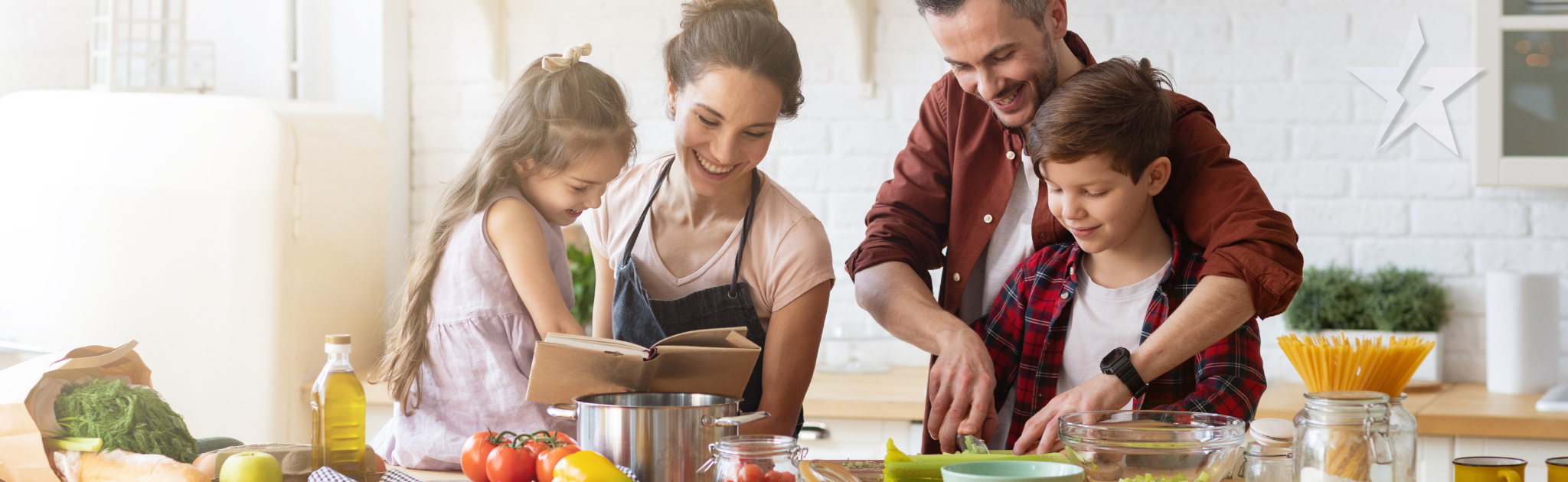 family in kitchen