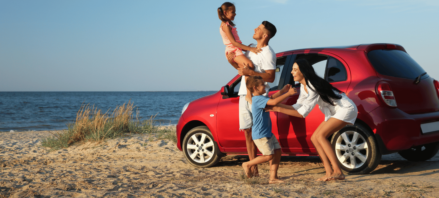 family on beach