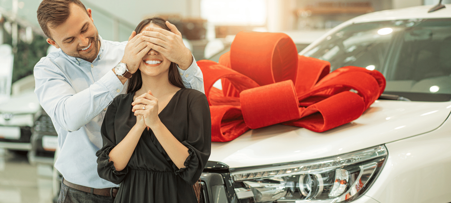 girl in front of car